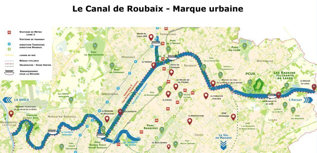 Carte Autour du Canal de Roubaix
