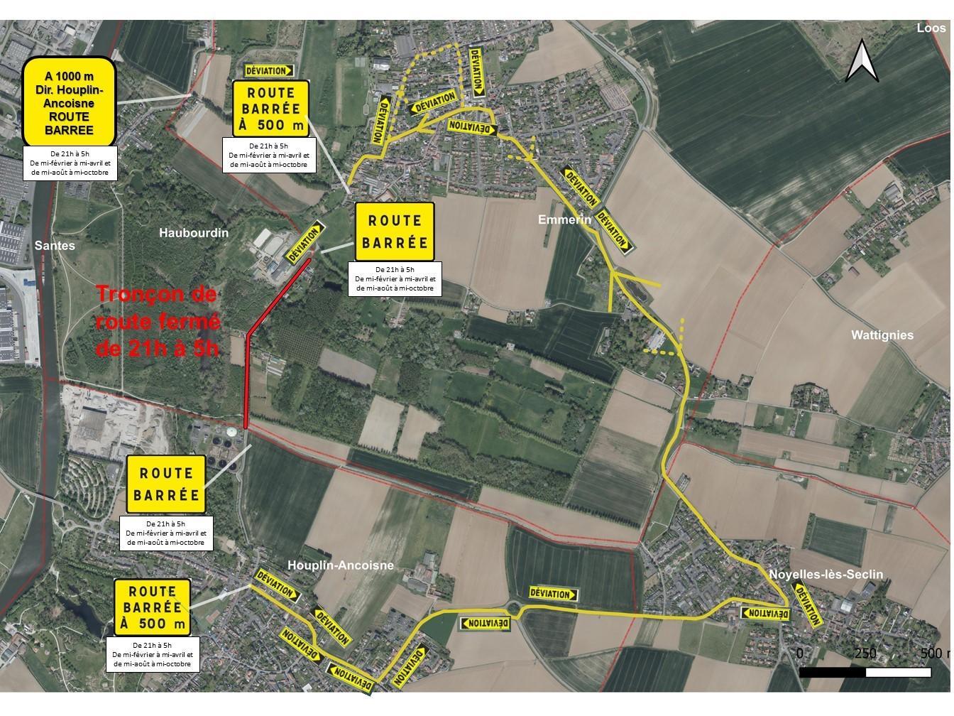 Plan fermeture de la rue de la Neuve voie Emmerin Haubourdin